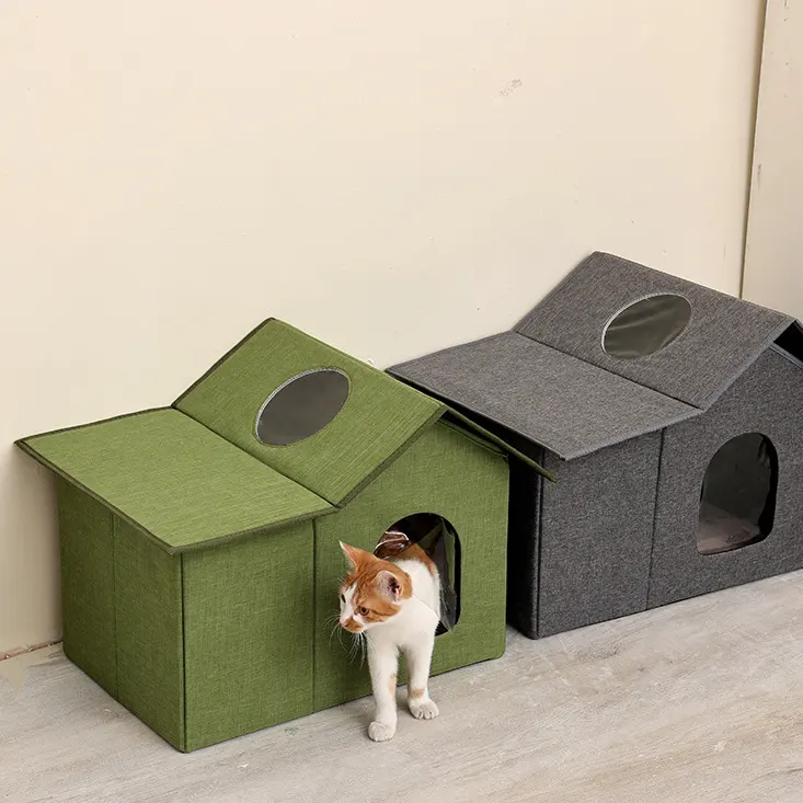 강아지와 고양이를 위한 애완동물 하우스 지붕 접이식 실내 고양이 하우스
