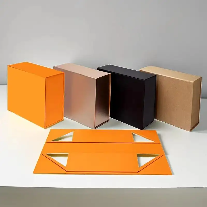 Caja cuadrada plegable para embalaje de zapatos lisos, cierre magnético rígido, caja para ropa, caja para ropa, caja con tapa magnética