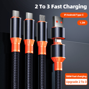 HYTO 100W 3 in 1 USBケーブルタイプC急速充電電話データコードiPhone 15用サムスンXiaomi Huawei USB Cクイックチャージケーブル - Product Image 3