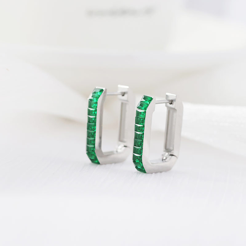 Silver + green CZ