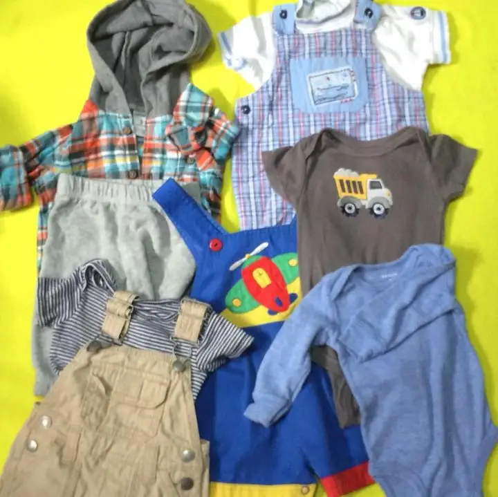 Roupas utilizadas para crianças, camisas de algodão para crianças, vestidos e calças de verão, roupas misturadas para bebês