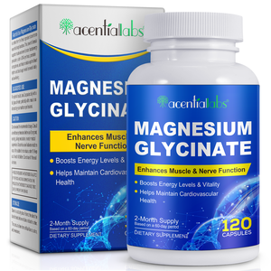 Acentiallabs 120 cápsulas melhora a função nervosa muscular bisglicinato magnésio cápsulas glicinato magnésio cápsulas - Product Image 1