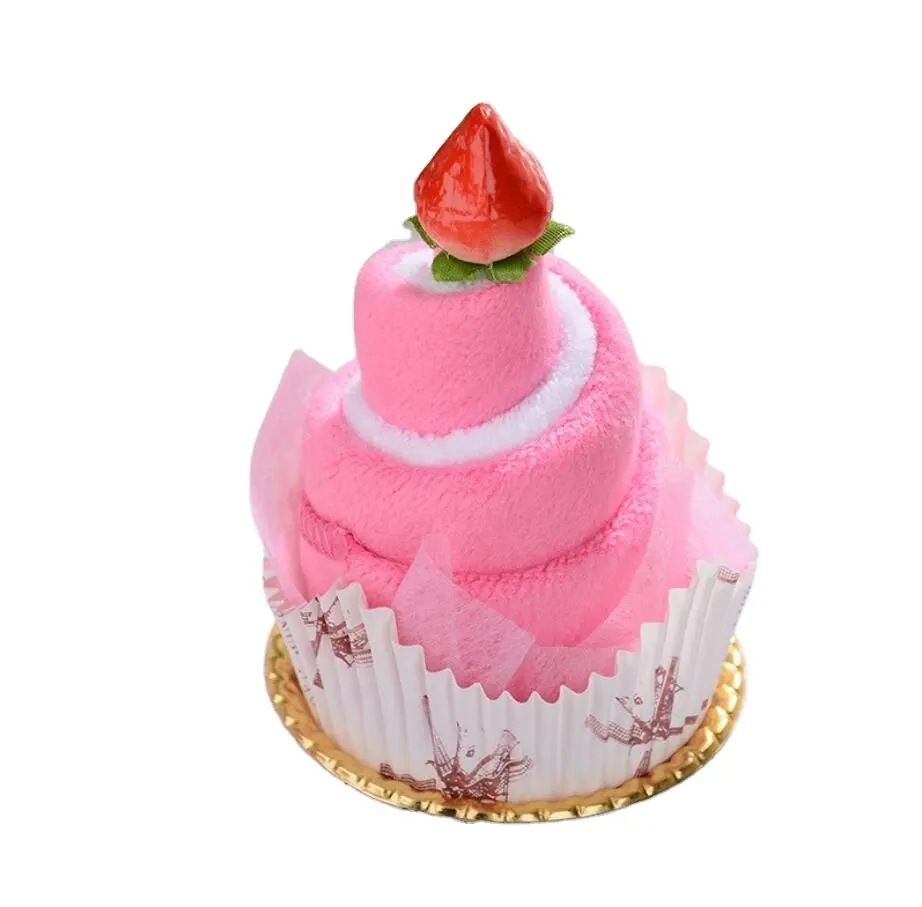 Özel promosyon noel kremalı kek şekli çilek benzersiz havlu hediyeler için ev