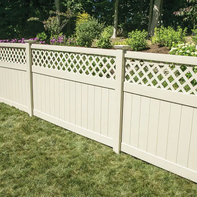 Longjie anpassbare klassische Trellis Top PVC Vinyl Kunststoff Outdoor Privacy Garden Fencing