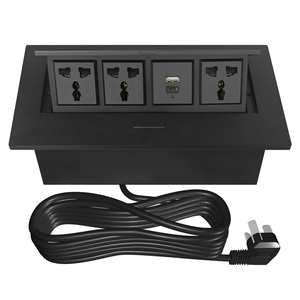 Enchufe de oficina integrado de escritorio de mesa de 3 salidas estándar universal 1U1C emergente con diseño oculto de red SDK - Product Image 1