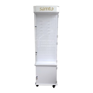 Venta de fábrica, accesorios de tienda de pendientes, piso iluminado de lujo, pantalla giratoria personalizada de 2 caras, soportes de exhibición de joyería giratorios 360