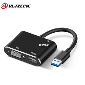 Convertidor de video de alta definición USB3.0 a HD + VGA USB 1 en 2 a puerto dual La misma salida con audio - Product Image 6