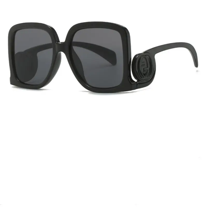 Nieuws Grote Frame Zonnebril Vrouwen 2023 Luxe Merk Retro Vierkante Metalen Zonnebril Mannen Mode Gradiënt Tinten Dame