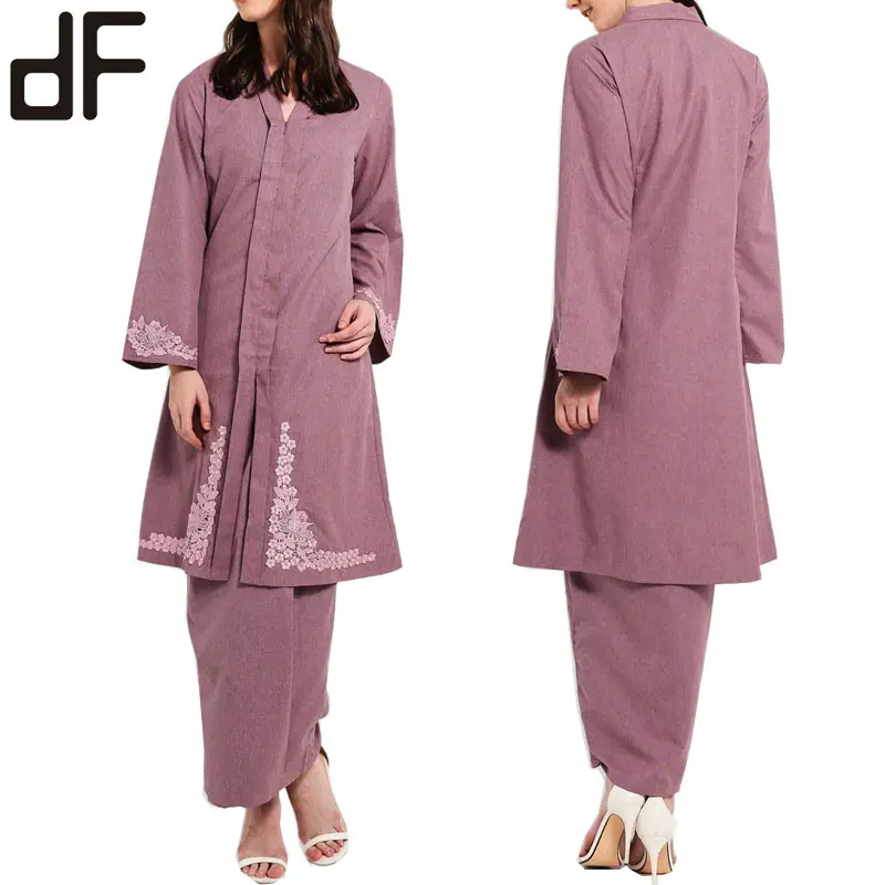 OEM personalizado roupas muçulmanas modelo blusa baju kurung baju malásia moderna decoração rendas islâmico camisa de manga longa para as mulheres