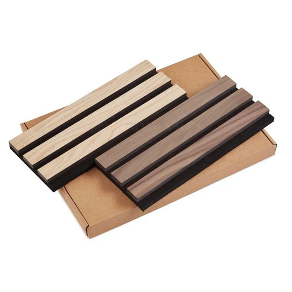 Revestimiento Mejor precio Panel acústico de poliéster Madera de roble natural Chapa de madera Placas Akupanel