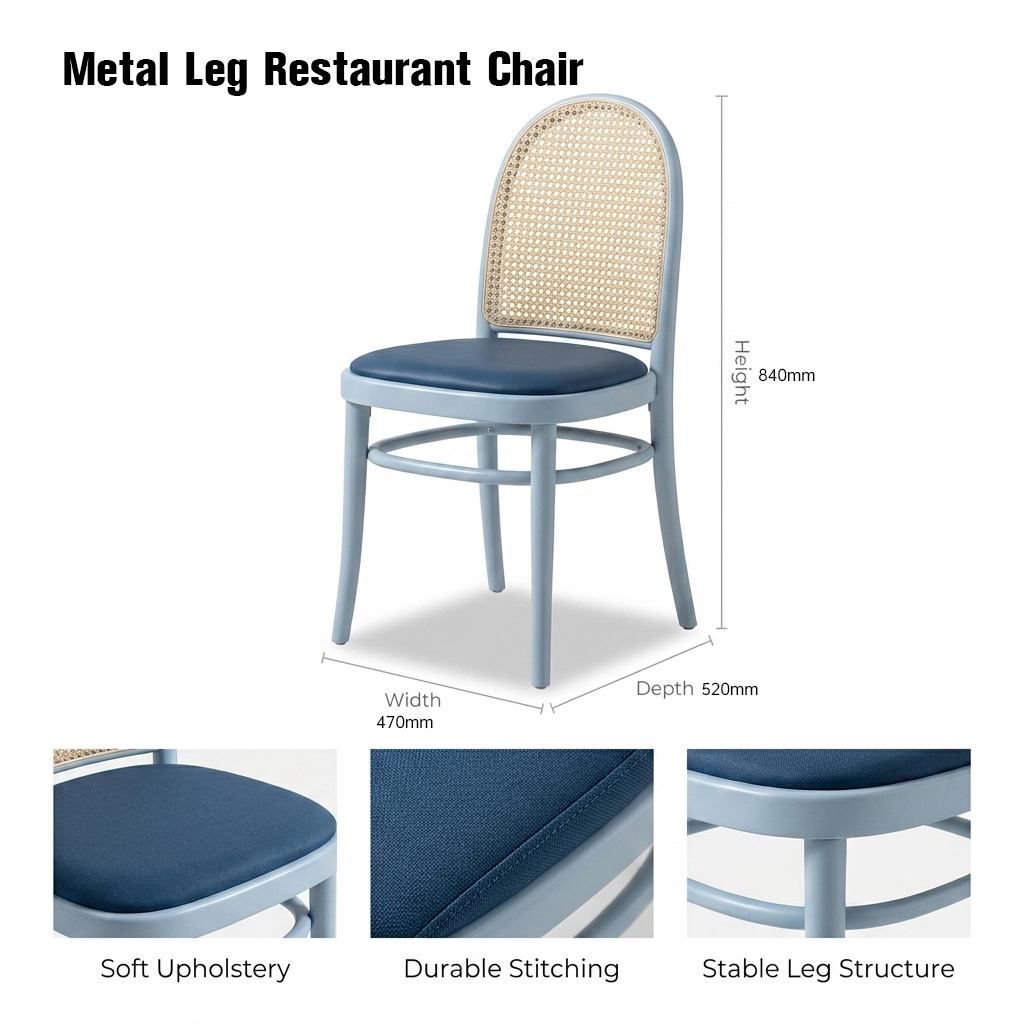 Chaise de restaurant avec pieds en métal