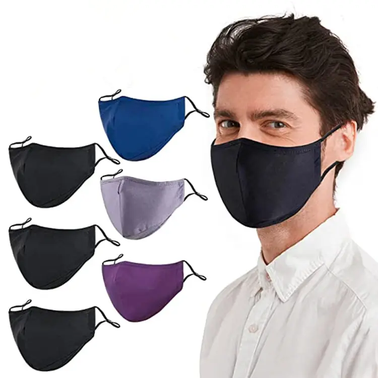 Vente en gros, fil de nez réglable pour adulte, logo oem, masque facial en coton lavable et réutilisable