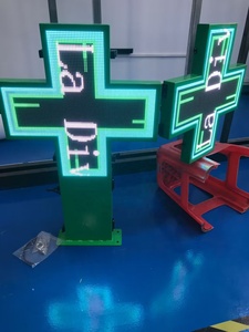 Full Color Pharmacy Cross LED Sign Temperature+humidity+light <strong>Sensor</strong> Wifi Control 60x60cm Double Sides P6 Outdoor LED Cross Sign - Product Image 2