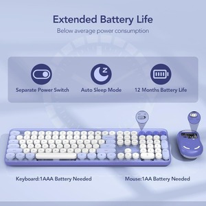 Factory Sale 109 <strong>Keys</strong> Round Keycaps Silent Typewriter <strong>Keyboard</strong> with Phone Tablet <strong>Computer</strong> Colorful Wireless <strong>Keyboard</strong> and Mouse - Product Image 4