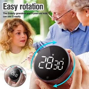 Timer rotondo girevole digitale magnetico da cucina Timer da cucina studio LED contatore manuale conto alla rovescia elettrico - Product Image 4