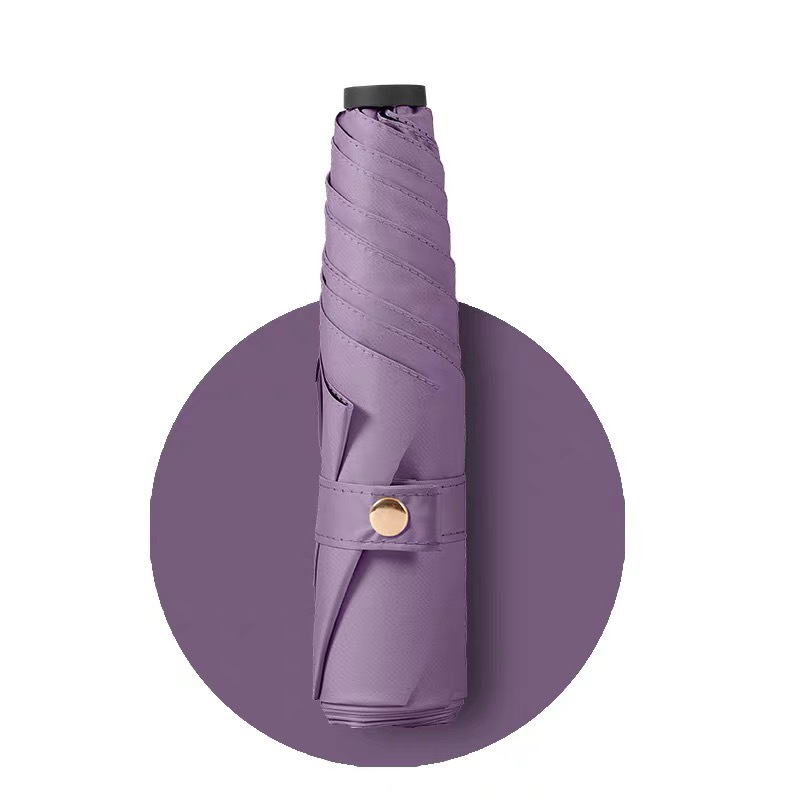 Paraguas manual ultraligero de tres pliegues - rosa púrpura de 6 varillas