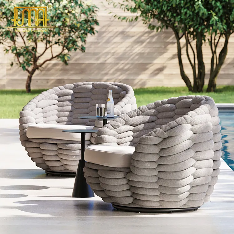 Hotel Furniture Garden Set Sofa Pool Side Outdoor Rope Chair With Cushion