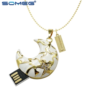 クリスタルUSBフラッシュディスク4GB 8GB 16GB 32GB 64GBジュエリーネックレスムーンスターペンUSBメモリードライブギフト - Product Image 3