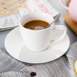 空白白茶杯定制印刷卡布奇诺浓缩咖啡拿铁杯陶瓷咖啡杯和椭圆形茶碟套装