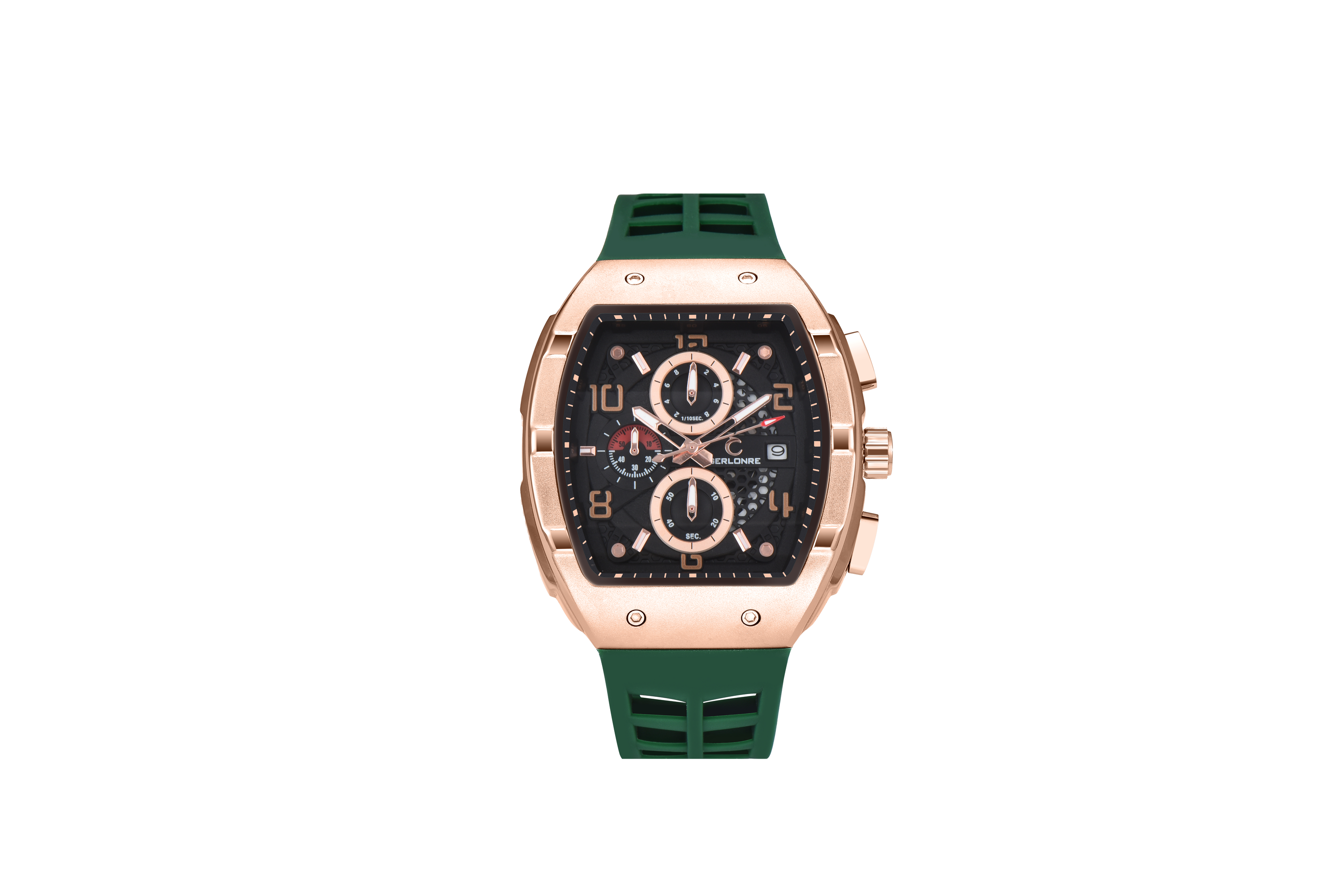 Cassa in oro rosa - cinturino verde