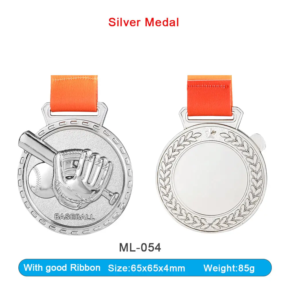 Qiuyan Culture Wholesale LOW MOQ Medalla de béisbol Premio 3D Medallones Competencia deportiva Medallas en blanco Insignia de béisbol con cinta