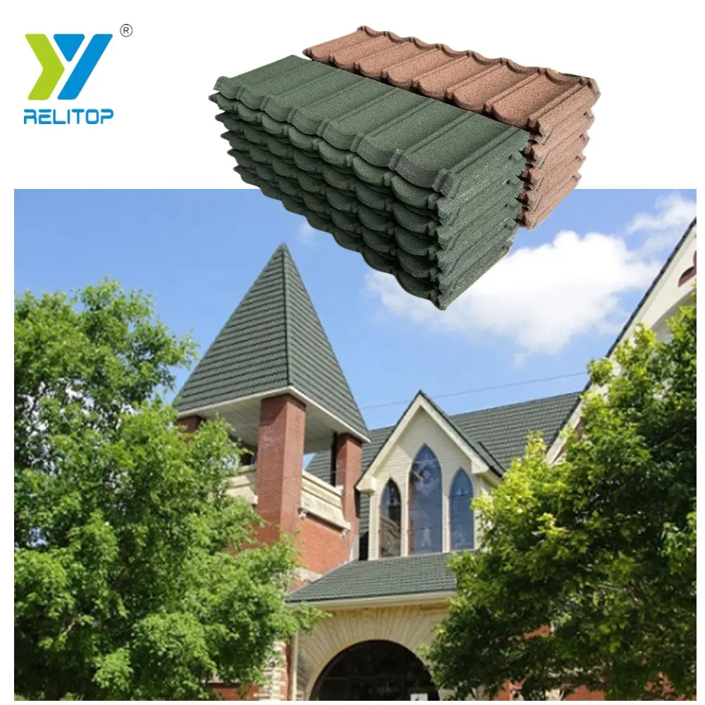 Einfache Installation Dach zubehör Stein beschichtete Stahls chind eln Altes Dach Renovierungs material Waldgrüne Dachbahn