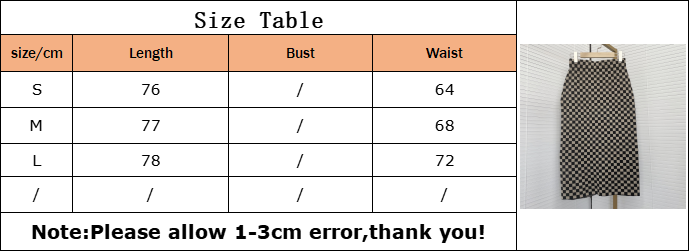 Women's Midi-length Fitness Autumn and Winter Plaid knitted skirt Knitwear High Stretch Girls Skirts
