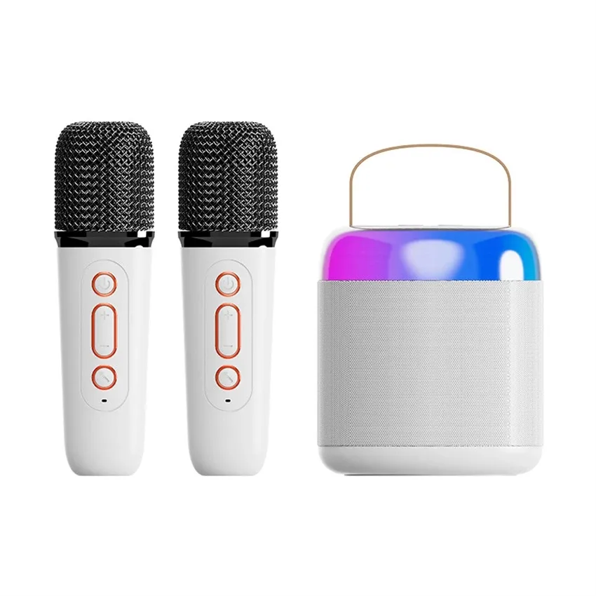 Çift mikrofon ile el kablosuz KTV Karaoke makinesi mobil mavi-diş hoparlör taşınabilir şarkı ses oyun ekipmanları