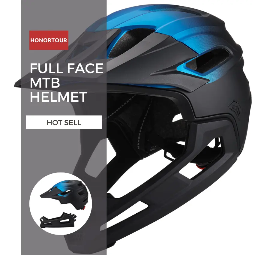 HONORTOUR MTB Erwachsenen-Sicherheits-Mountainbike-Schmutzhelm CE-zertifizierter Helm für Reiten Zyklus-Vollgesicht-Bike-Rad-Helm