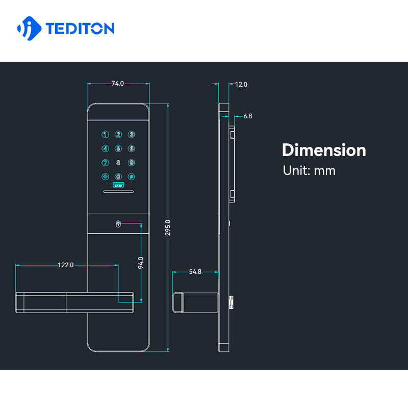 Tediton High Safety Automatic Ttlock APP Smart Electric hotel apartment Wifi rfid Digital Door Lock
