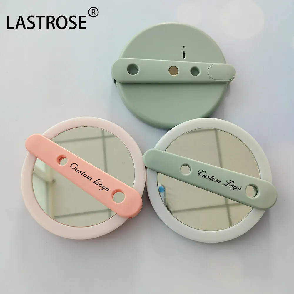 Miroir de maquillage LED portable de marque privée Miroir cosmétique LED de poche Miroir à main avec lumière