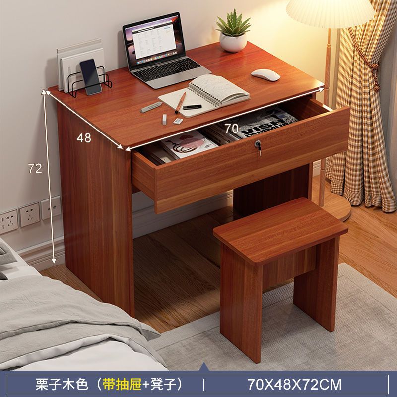 Madera de castaño de 70 cm + cajón + cerradura + taburete