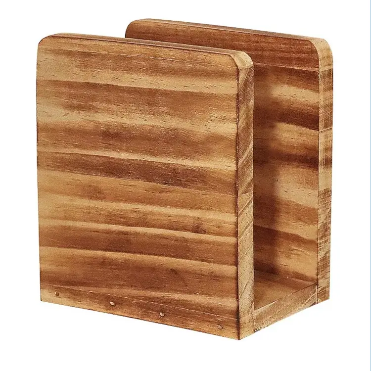 Caja de almacenamiento de pañuelos, soporte de caja de pañuelos de madera maciza Simple rústica, caja de papel de madera creativa