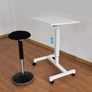 Modern Home Work <strong>Rolling</strong> Laptop Desk Mobile <strong>Table</strong> with Pneumatic Gas Lifting Height Adjustment Ergonomic Sit Stand <strong>Computer</strong> Desk - Product Image 2