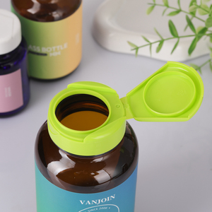 ขวดแก้วใส่ยาเม็ด ผลิตภัณฑ์เพื่อสุขภาพ สีชา ขนาด 100 มล. 200 มล. 400 มล. 500 มล. พร้อมฝาพลาสติกแบบพลิก - Product Image 5