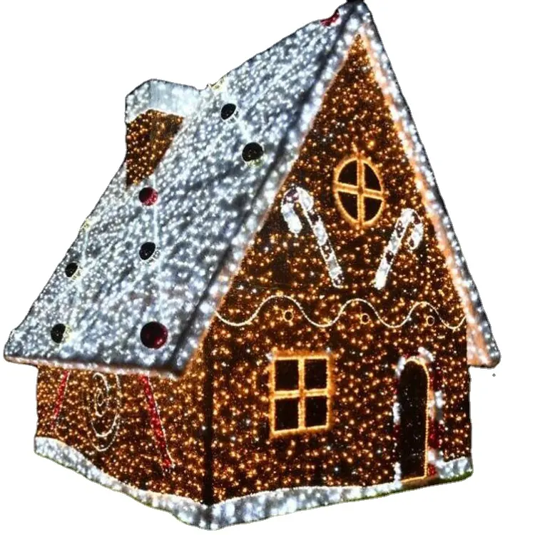 Decorazioni illuminate personalizzate grande festa decorativa Gingerbread Candy House 3D Outdoor Motif Lights decorazioni natalizie