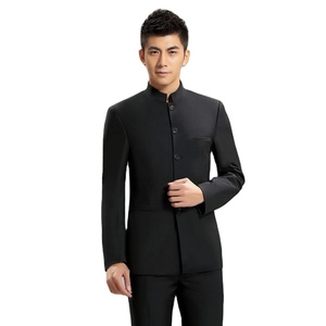 2024 nuevo traje de cuello levantado para hombre joven ajustado matrimonio novio mejor hombre traje estilo chino vestido Zhongshan traje