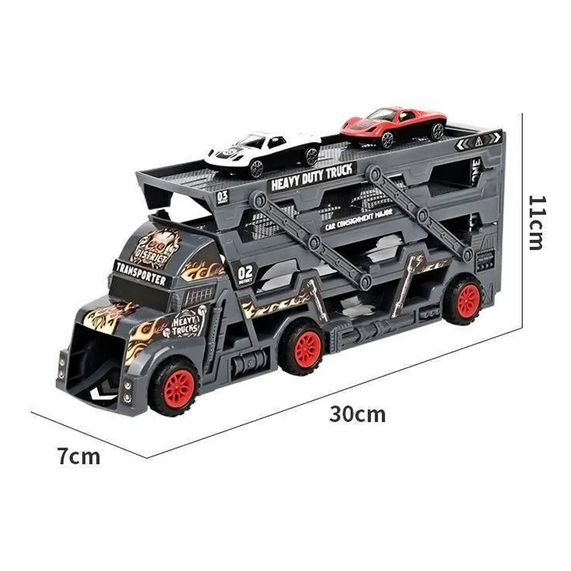 Nuovo Design pieghevole camion in metallo giocattoli espulsione auto 6 automobili in metallo divertente contenitore camion giocattolo con adesivi fai da te miglior regalo per i bambini