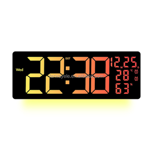 Grande digitale da parete orologio Count Down Timer con allarme a distanza grande LED 11 RGB colore DST temperatura umidità per soggiorno - Product Image 5