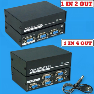 <strong>VGA</strong> Video Monitor <strong>Splitter</strong> Converter Box 1x2 1x4 <strong>1</strong> PC to 4 Port Computer <strong>1</strong> in <strong>2</strong> Out S <strong>1</strong> 4 200Mhz - Product Image 3