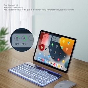 Teclado silencioso inalámbrico Blue-Tooth Teclas redondas teclado transparente inalámbrico para teléfono tableta portátil - Product Image 5