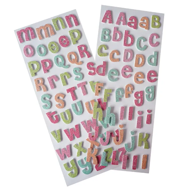 Foglio di adesivi Kawaii di Design personalizzato Eva Sponge Foam Puffy Sponge Cartoon Letter Stickers per bambini