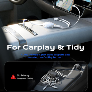 LISEN <strong>3</strong> in 1 Retractable Car Charger USB C Cable <strong>3</strong>.6FT Fast Charging for iPhone 16 15 14 <strong>Apple</strong> Watch Ultra Multi Device Charger - Product Image 2