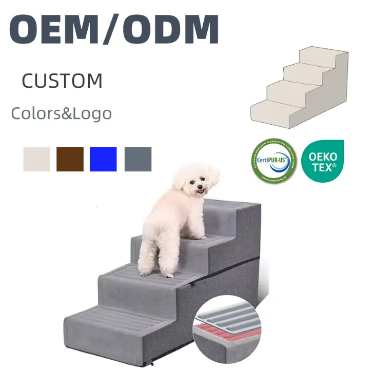Venta al por mayor de superficie antideslizante de EVA tiras de apoyo de felpa mascota sofá escaleras para cama perros pequeños
