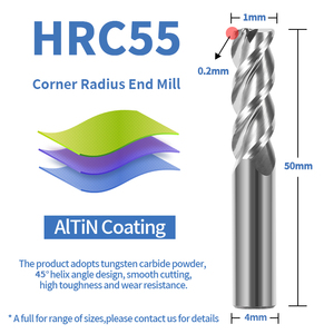 Handerk Hrc55ตัดกัดคาร์ไบด์6มม. แบบไม่เคลือบผิวปลายมุมสว่างสำหรับเครื่องมือ CNC 3ดอกกัดคาร์ไบด์ - Product Image 3