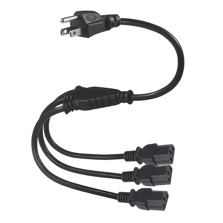 3ft 6ft SVT SJT 16 18 AWG PVC chaqueta en forma de Y nos Cable de alimentación de enchufe de EE. UU. 3pin a iec320 3xC13 Cable