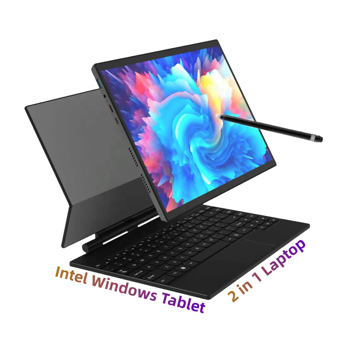 Baru 14 inci 2240*1440 2K Intel Alder Lake N95 generasi 12 logam layar sentuh 2 in 1 Laptop USB Window 11 Tablet Pc dengan Keyboard