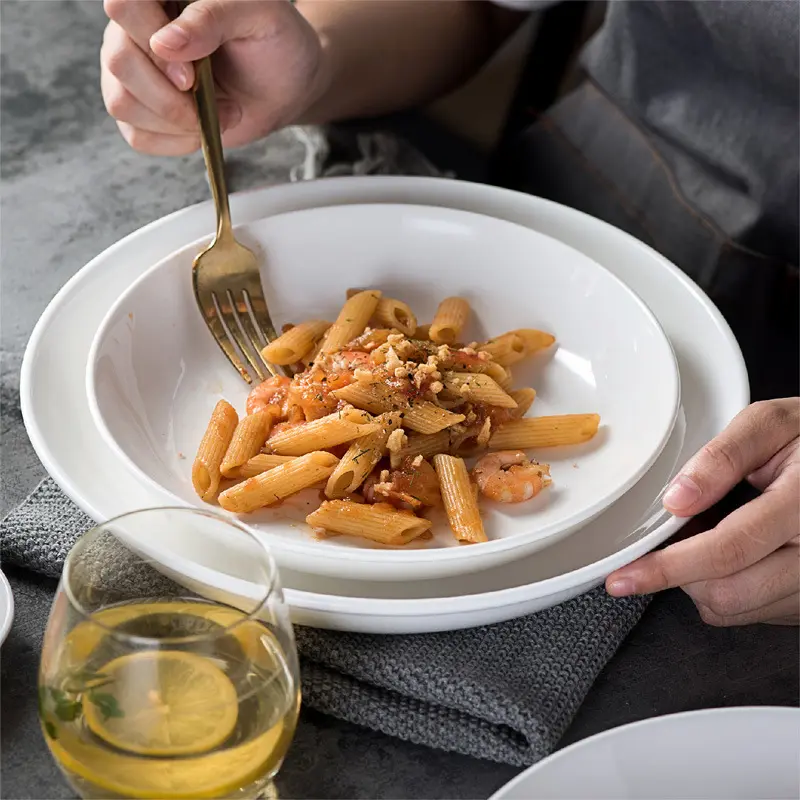 Prato de jantar para casamento, prato de plástico branco, utensílios de mesa redonda