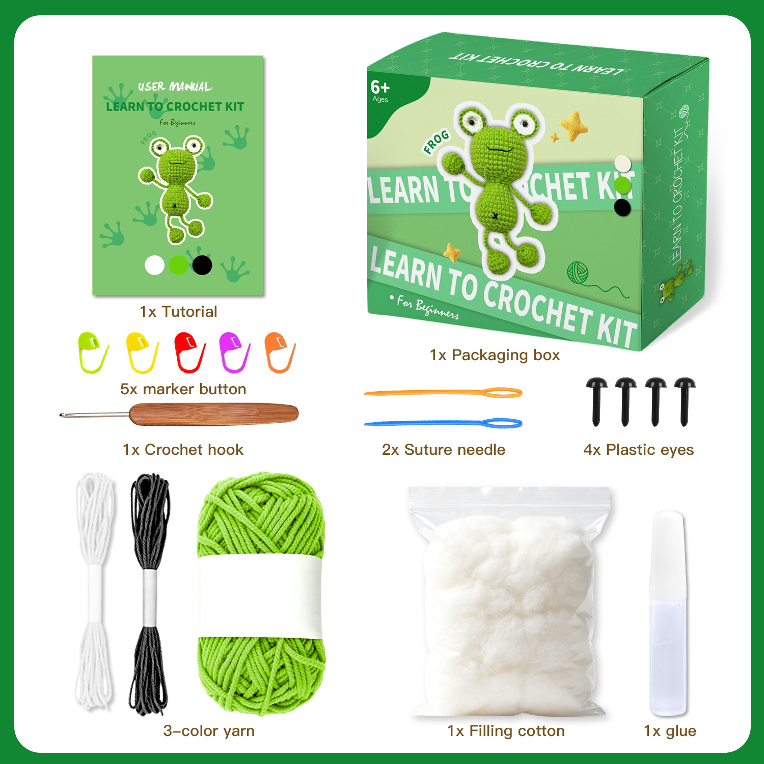 1 kit de crochet en fil de grenouille