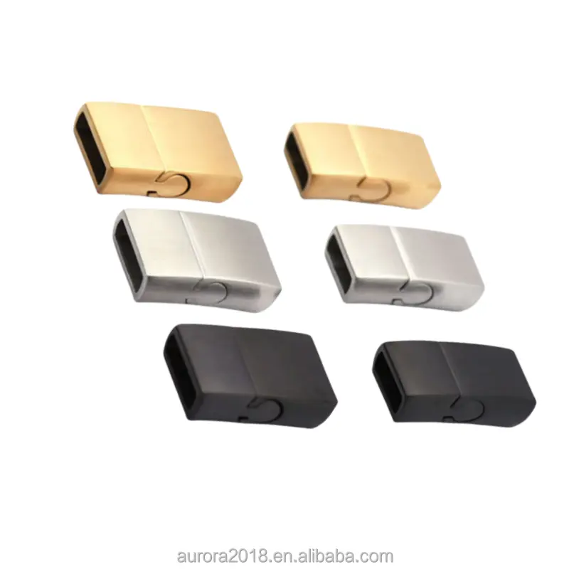 Cierres de bloqueo de acero inoxidable grabables chapados en oro personalizados, cierre de extremo de pulsera para hallazgos de fabricación de joyas